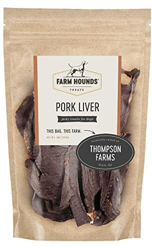 Farm Hounds - Pork Liver - Premium Natural Jerky for Dogs - Made from 100% Humanely Raised Pork - Organ Treats - Great for Training & Treats - No Added Fillers - Made in USA - 4 oz - 1 Pack