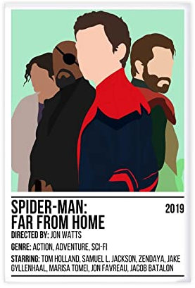 Filmposter Spider-Man Far From Home, Leinwand, Poster, Wandkunst, Dekoration, Bild für Wohnzimmer, Schlafzimmer, Dekoration, Rahmen-Stil, 60 x 90 cm