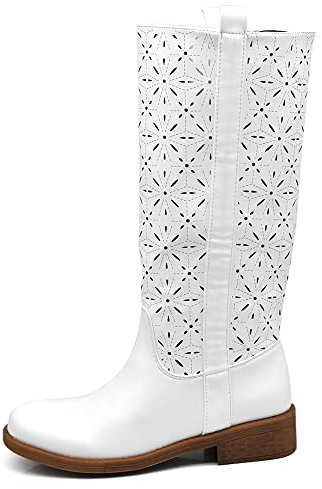 IF Fashion Stivali Stivaletti da Donna Biker Motociclista Traforati Primaverili Estivi LY70-6 Bianco N.38