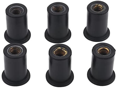 RiToEasysports 6 Pezzi Dadi in Gomma, M6, Ottone, Kit di Inserti per Dadi, Bulloni per Parabrezza per Moto, Kayak, Canoa, Barche