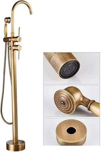HAIKANGSHOP Standarmatur Freistehende Wannenarmatur, Kupfer Warme Und Kalte Europäischer Art-Stand Antike Freistehende Badewanne Wasserhahn Set