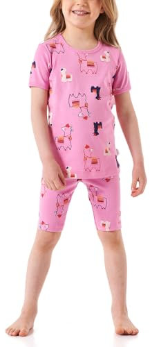 Schiesser Mädchen Schlafanzug Set Pyjama kurz-100% Organic Bio Baumwolle-Größe 92 bis 140 Pyjamaset, rosa_181030, 98