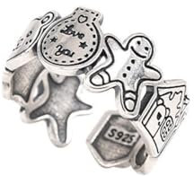 PETOLY Ringe Für Damen Handmade Solitaire-Ringe Lebkuchenmann Sterlingsilber Smiley Ring Nische Design Sinn Zeigefinger Mode Persönlichkeit Minimalistisch Einfarbiger Kreis Lebkuchenmann Silber Rin