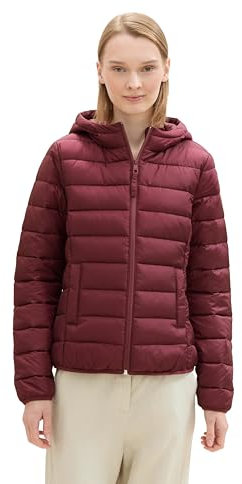 TOM TAILOR Denim Damen Lightweight Steppmantel mit Kapuze,35736 - deep Wine red, XL