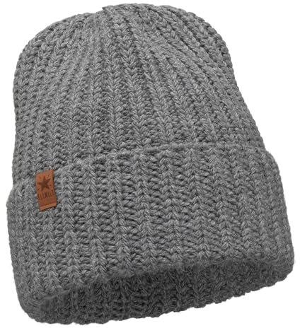 ELIMELI Damen Mütze - Beanie Strickmütze für Winter und Herbst - Slouch Strick Beanie für Frauen - warme weiche Strickmütze - Cuffed Beanie Hats - Farbenauswahl (Mütze, Grau)