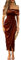 Kuukaas Ruched Bodycon Maxi Dress Velvet Wrap Dress Sleeveless for Cocktail Party Brown Dresses for Women UK Elegant Formal Dresses Off Shoulder for Special Occasions XL