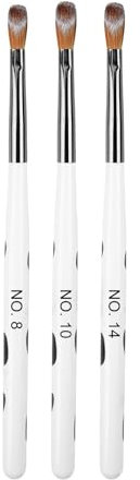 3PCS Kolinsky Acrylic Nail Brushes - Size 8/10/14 Professional Nail Art Brushes for Acrylic Nails【Specially Designed for Acrylic Powder】Acrylic Nail Brush for Home Salon,Acrylic Brush for Nail Art