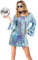 JINGTOPS 60er 70er Jahre Bekleidung Damen,Disco Outfit DamAen,Hippie Kostüm Damen Set,Kleid Damen mit Mode Pailletten und Accessoires,Karneval kostüm für 60er 80er 70er 90er Jahre Themenparty. (M)