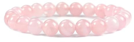 JoyasMinerales Bracelet en Quartz Rose Clair | 100% Pierres Naturelles Authentiques | Confortable & Élégant | Fil Élastique Coréen + Boîte Cadeau Incluse (Quartz Rose Clair, 8mm)