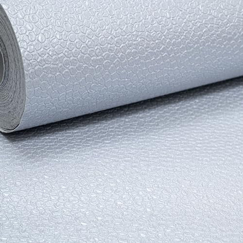 SOPHIE LAURENCE Shale Blue Grey Wallpaper Textured Plain Grain Effect Silver Metallic Vinyl Non-Pasted Wallpaper for Feature Wall Snake Print Wallpaper