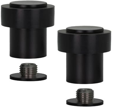 EVI Herrajes | 2er SET - Türstopper aus Schwarz Edelstahl |Ø24x35mm | Gewindebasis | Schwarz Natursilikonkautschuk | inkl. Schraube + Klemmdübel | I-181