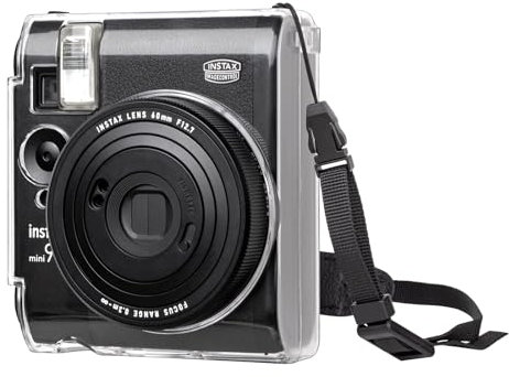 MUZIRI KINOKOO Tasche kompatibel mit Fujifilm Fuji Instax Mini 99 Sofortbildkamera, Hart-PVC Fuji Mini 99 Klarsichthülle, einfaches Tragen mit verstellbarem Schultergurt – transparent