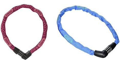 ABUS Kettenschloss Tresor 1385/75 Cherry Heart – Zahlenschloss aus gehärtetem Stahl – 6 mm starke Vierkantkette – ABUS-Sicherheitslevel 6 – 75 cm – Rot & kettingslot code SteelOChain 5805C, 75cm