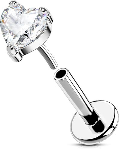 OUFER Body Piercing Lippenpiercing Helix Piercing Earring Stud Threadless 16G Labret 316L Stainless Steel Lip Tragus Conch Piercing Jewellery