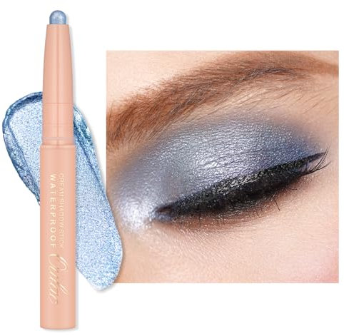 Oulac Lidschatten Blau Wasserdicht, Drehbarer Lidschatten-Stift Hält 24 Stunden+, Metallic Finish, Vegan 3.6g (18) Careless Whisper