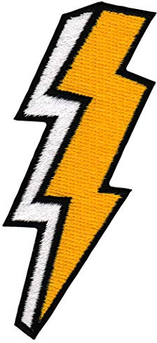 Blitz Thunder Aufnäher zum aufbügeln oder aufnähen Bügelbild Aufbügler für Kleidung gestickter Bügelflicken Applikation Patch Größe 9,7 x 3,5 cm