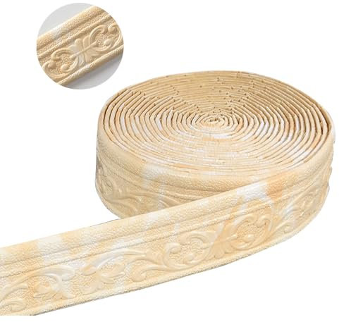 ACESOME Tapetenbordüre Selbstklebend, Wandbordüre Bordüre Selbstklebend,10m x 8cm x 8mm Wasserdicht Bordüre 3D, Bordüre Tapete Tapetenbordüre Deckenleisten für Flur, Decke, Ecke, Linie (Gelb)