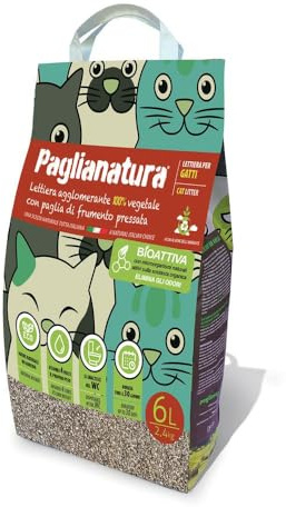 Paglianatura Bioactive Katzenstreu 2,4 kg/6 l — 100% natürlich, kompostierbar und umweltfreundlich | Geruchshemmend und extrem absorbierend