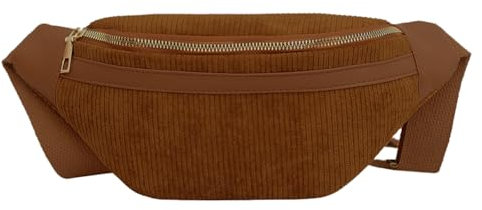 Konxi Damen Cord Crossbody Bag, Cord Bauchtasche für Damen Herren, Bauchtasche Umhängetasche Klein, Einstellbare Bum Bags aus Corduroy für Outdoor Sport Reise (Dunkelbraun)