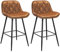 EUGAD Barhocker 2er Set, Barstühle mit Rückenlehne, ergonomischer Bistrostühle, Polsterhocker mit Kunstleder, Hocker für Bar Kücheninsel Bistro, mit Metallbeinen, Fußstütze, Braun, 1097BY-2