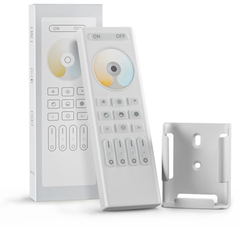 SEZO RC02RFW CCT 2.4G RF Wireless Fernbedienung 4-Zone Group Control | Kompatibel mit WB5 C02W C02RF Helligkeit Farbtemperatur Einstellbar LED Controller 30M Steuerdistanz (Keine AAA Batterien)