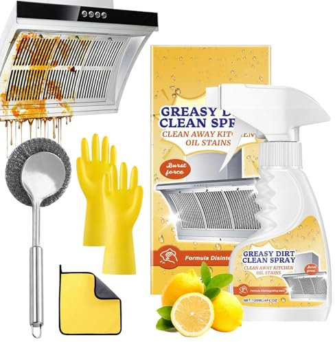 Encuryna 5 Stück Greasy Dirt Clean Spray, 120ml KüChenfronten Reiniger Rotateepic Foam Cleaner Sets,Heavy Oil Stain Cleaners Kitchen, Multifunctional Powerful Kitchen Foam Cleaners for Household