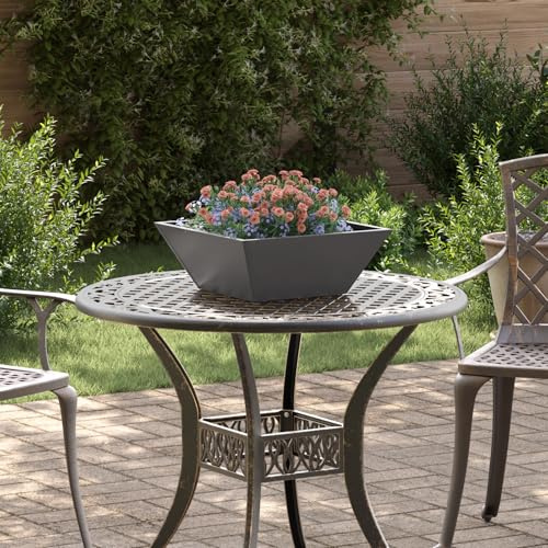 Schwarzer Metall Blumenkasten Rechteckig UV-beständig mit Wasserabweisender Oberfläche für Innen und Außen, Modernes Mattes Design für Balkon Garten Terrasse