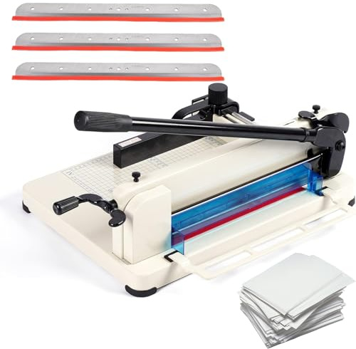 Heavy Duty Papierschneider, Industrieller Schneidemaschine mit 3 Ersatzklingen, 440 mm Breite, 40 mm Schnittstärke für Papier und Leder