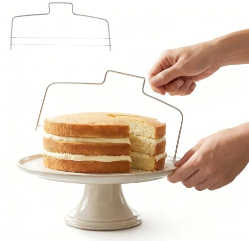 YAZWUR 2 Pcs Coupe-Gâteau en Acier Inoxydable, Lyre à Génoise Réglable avec Double Fil pour Découpe Précise de Couches de Gâteaux (31,8 cm)