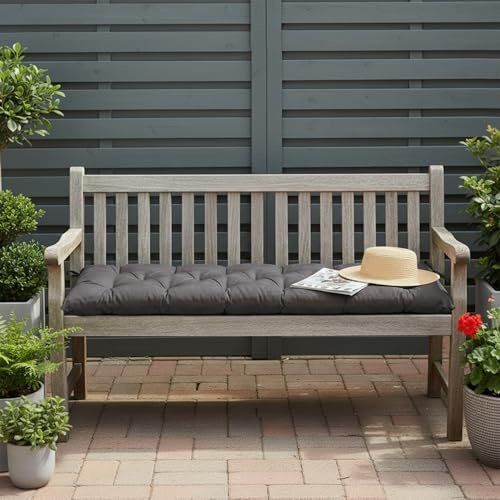 Ventouse Bankauflage Outdoor für Gartenbank Hollywoodschaukel: 120x50x8cm Wasserdicht Sitzkissen Bank mit Rutschfesten Gartensofakissen für Indoor & Outdoor Patio (Dunkelgrau, 120x50x8cm)