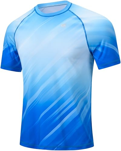 Huayuzh Herren UV Shirt Rashguard T-Shirt Schwimm Shirt Schnelltrocknend Leicht Atmungsaktiv Surfen Angeln Wandern Top