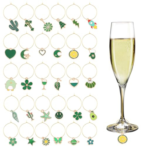 TIHNY Wine Glass Charms Rings, Drink Markers for Stem Glasses, Party Decorations, Wine Glass Tags for Cocktails Champagne