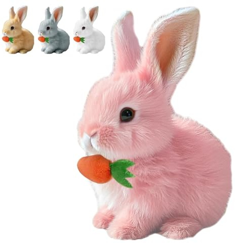 Enitmor Realistischer Plüsch Bunny Toy Hase Spielzeug 2026, Hüpfendes Kaninchen Interaktives Kuscheltier mit Geräuschen & Bewegungen, Niedlicher Osterhase Plüschtier mit Karotte (Rosa)