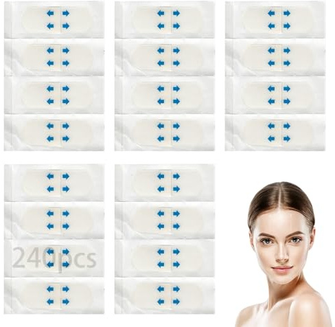 240 Parches de Cinta de Elevación Facial Invisible, Hilos Tensores Faciales para Reductor de Papada y Arrugas, Parches Lifting Facial con Efecto Instantáneo, Hojas de Pegatinas Faciales