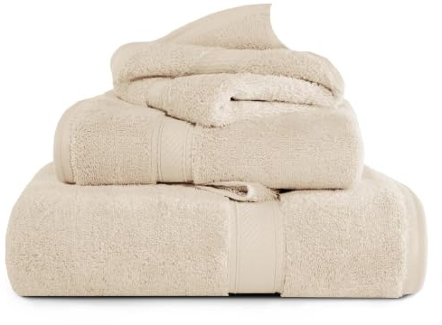 SUPERIOR Egyptian Cotton Ultra Plush & Absorbent, 3 Piece Set, Cream