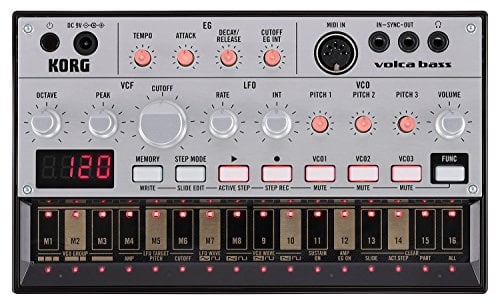Korg Volca Bass Analog Synthesizer w/Three Oscillators and 16-step Sequencer