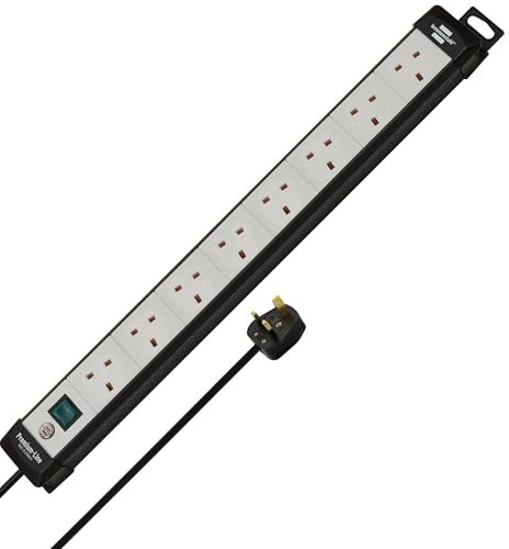 Brennenstuhl Premium-Line extension socket 8-way black/lightgrey 3m H05VV-F 3G1,25 with switch *GB*