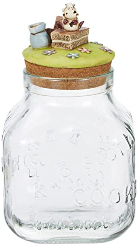 Paolo Chiari Alice Cow Brioche/Biscuits Holder, Empolese Glass Jar with Handmade Decoration, 15 x 15 x 25 cm, 3000 ml