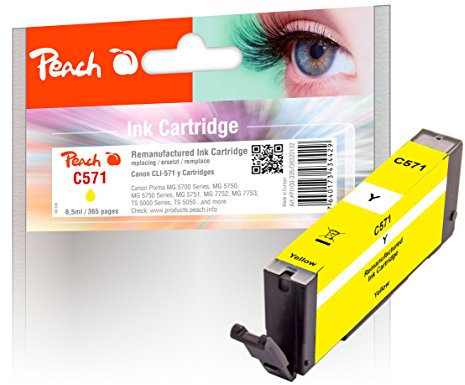 Peach C570/571 Druckerpatrone gelb ersetzt Canon CLI-571Y, 0388C001 für z.B. Canon Pixma TS 5050, Canon Pixma TS 5051, Canon Pixma MG 5750, Canon Pixma MG 6850, Canon Pixma TS 8050
