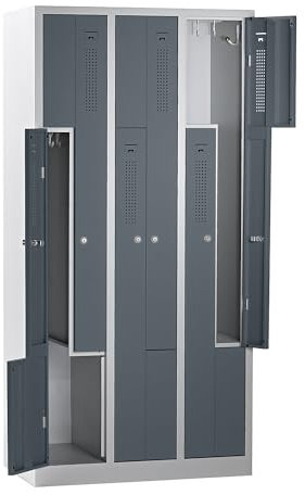 eurokraft | Z-Spind | 3 Abteile | lichtgrau/basaltgrau | Breite 870 mm