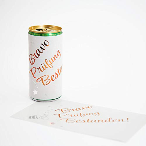 Oblique Unique® 3 Dosen Flaschen Sticker Etiketten Aufkleber Alles Gute 18. 30. Geburtstag Hochzeit Herzlichen Glückwunsch Prüfung Bestanden Weiß Roségold - Wählbar (Bravo Prüfung Bestanden)