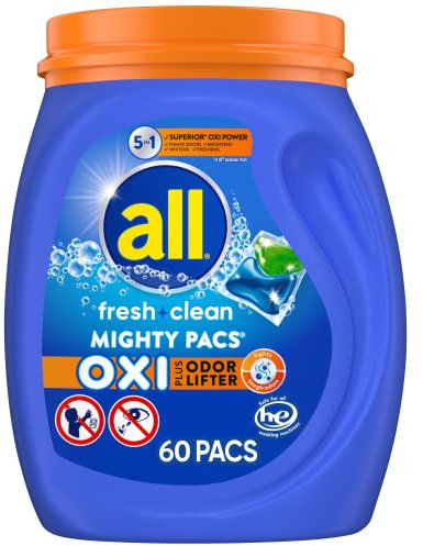 All Mighty Pacs Waschmittel, 4-in-1 mit Oxi, Wanne, 60 Stück