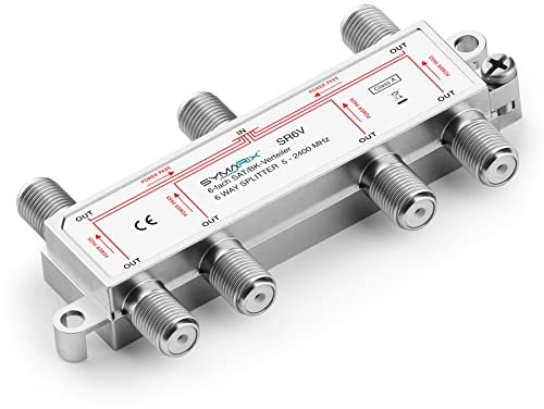 SYMARIX SR6V SAT & BK - 6-Fach Verteiler mit DC-Durchlass - UHD - Einkabel/SCR/Unicable tauglich - Splitter/Weiche - für - DVB-S2 - BK - DVB-T2 - UKW/DAB - voll geschirmt Schirmungsmaß ≥ 110 dB