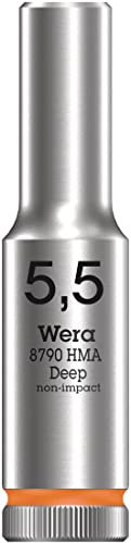 Wera 05004502001 8790 HMA Deep Douille 1/4, Orange Vif, 5.5 mm
