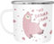 Moonworks Emaille Tasse Becher Spruch No Drama Lama Tier Motiv rosa Kaffeetasse Kindertasse weiß-metall Emailletasse