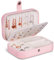 JOYUE Schmuckkästchen Reise PU-Leder Schmuckbox Tragbar Schmuck Aufbewahrungsbox für Ringe Ohrringe Halskette, 16,5 x 11,5 x 5,5 cm (Pink)