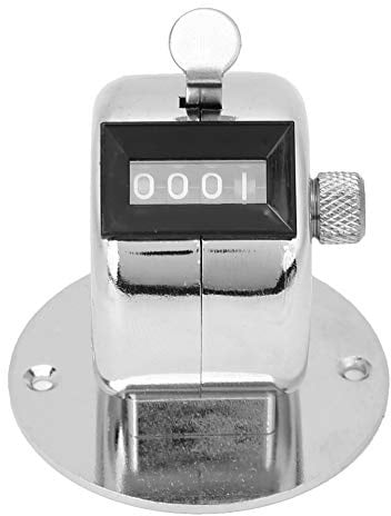 Handklickzähler 4-stellig Metall Silber manuell | Mechanischer Tally Counter ohne Batterie, für Stadion und Inventur