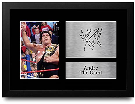 HWC Trading A4 FR Andre The Giant Geschenke gedruckt Autogramm Bild für WWE & WWF Memorabilia Fans - A4 Eingerahmt