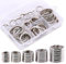 Swpeet Lot de 60 porte-clés plats en métal multi-usages pour clés de maison, de voiture, pendentifs – 20 mm, 25 mm, 30 mm, 35 mm, 38 mm