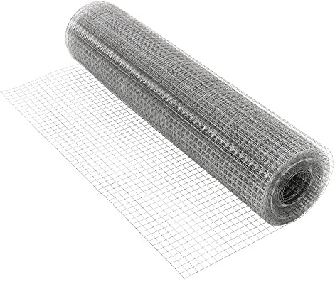 ECD Germany Rete Metallica Zincata per Recinzioni 25x25 mm 1 m x 10 m Spessore Filo 1,2 mm Elettrosaldata per Giardino Recinto Multiuso Saldata per Recinzione Animali Piccoli Voliera Rotolo